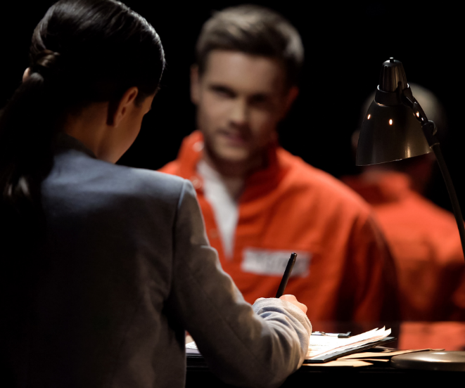 attorney discussing with an offender