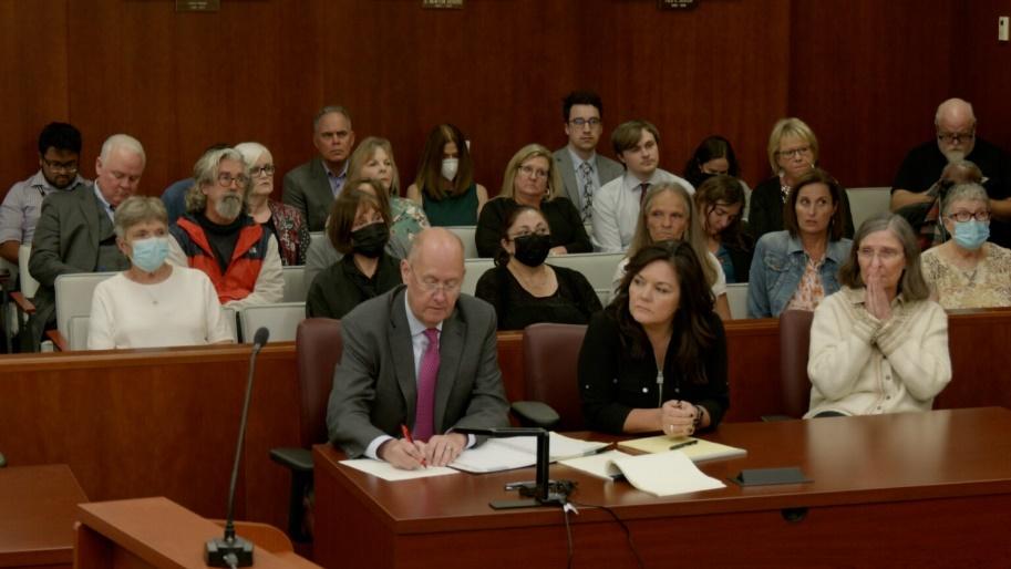 lawyer working in defending a client in front of a jury