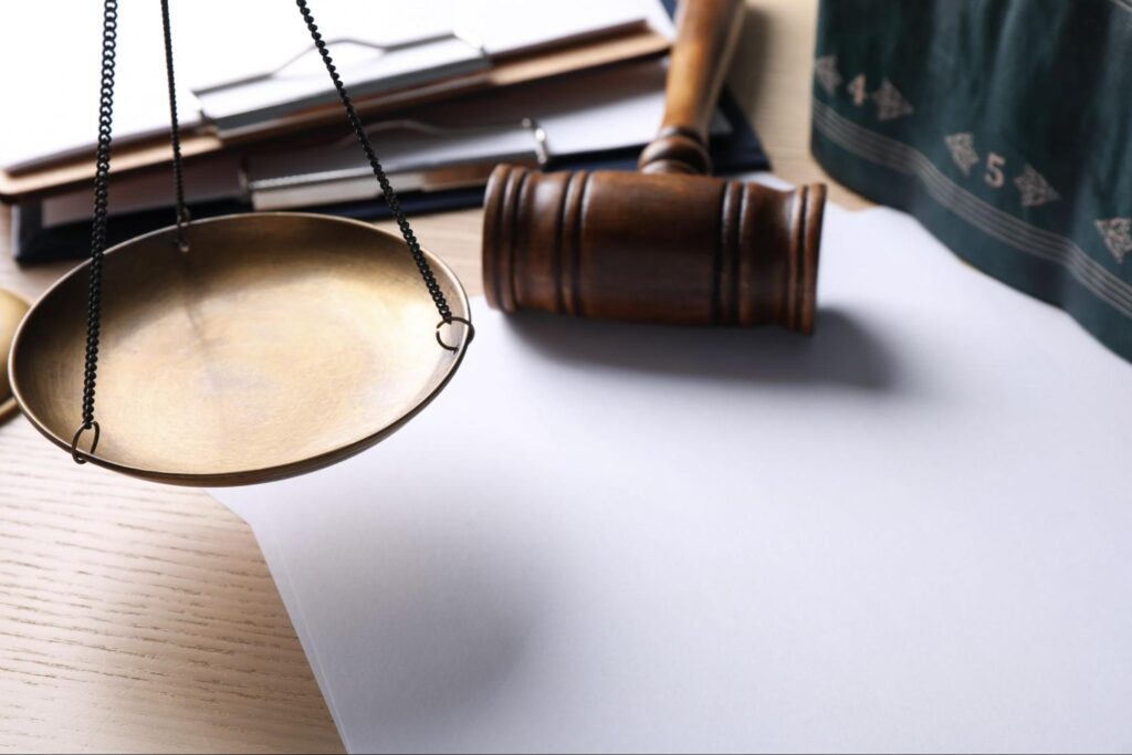 scale and gavel, representing domestic assault case